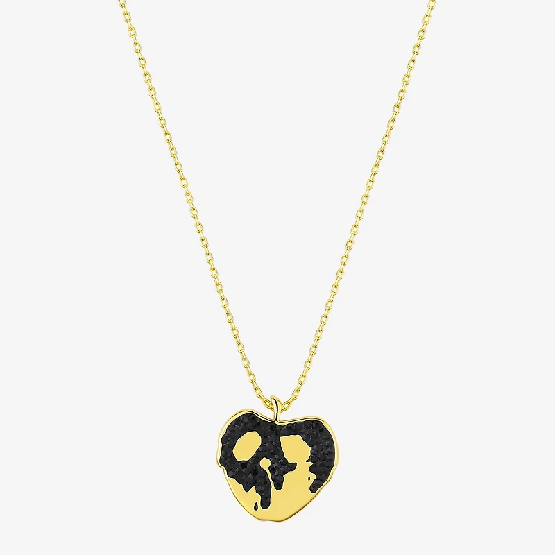 Disney Classics Just One Bite Apple Womens Black Crystal 10K Gold Over Brass 16 Inch Pendant Necklace