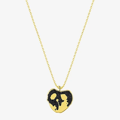 Disney Classics Just One Bite Apple Womens Black Crystal 10K Gold Over Brass 16 Inch Pendant Necklace