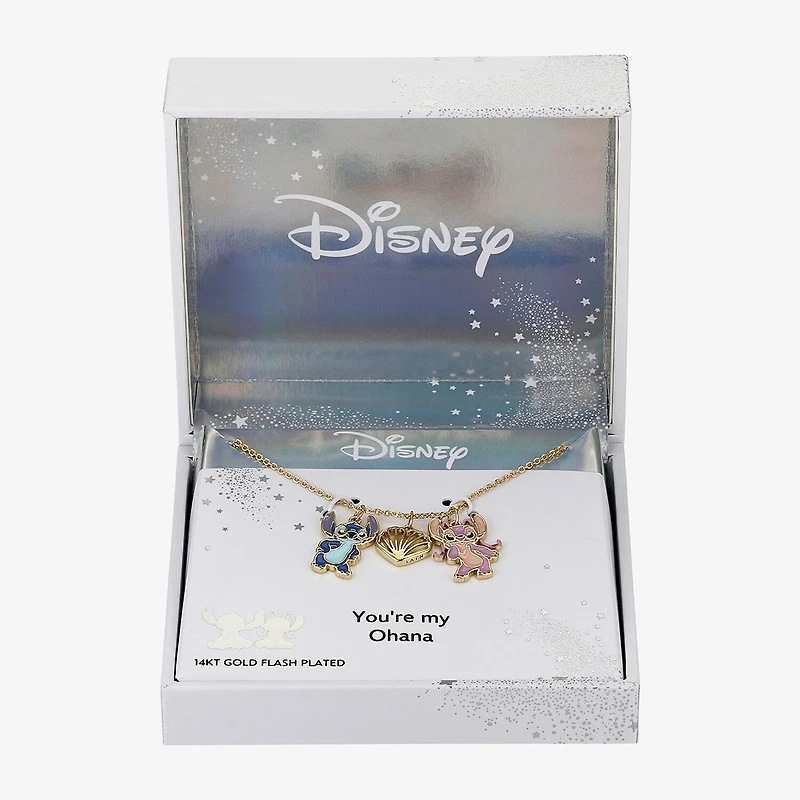 Disney Classics Seashell Womens 10K Gold Over Brass 16 Inch Pendant Necklace
