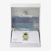 Disney Classics Pineapple Womens Crystal 10K Gold Over Brass 16 Inch Pendant Necklace