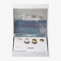 Disney Classics Seashell Womens Cubic Zirconia 10K Gold Over Brass Lilo & Stitch 3 Pair Earring Set
