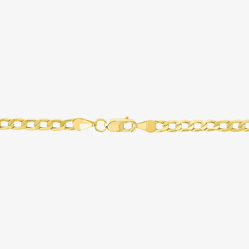 Made in Italy Unisex Adult 10K Gold 7.5 Inch Hollow Curb Chain Bracelet