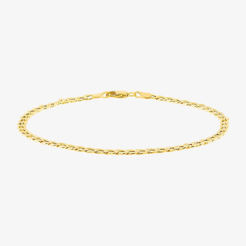 Made in Italy Unisex Adult 10K Gold 7.5 Inch Hollow Curb Chain Bracelet