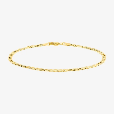 Made in Italy Unisex Adult 10K Gold 7.5 Inch Hollow Curb Chain Bracelet