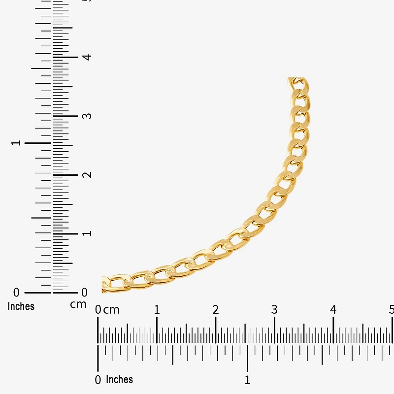 Made in Italy Unisex Adult 10K Gold 7.5 Inch Hollow Curb Chain Bracelet