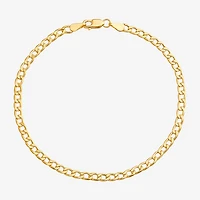 Made in Italy Unisex Adult 10K Gold 7.5 Inch Hollow Curb Chain Bracelet