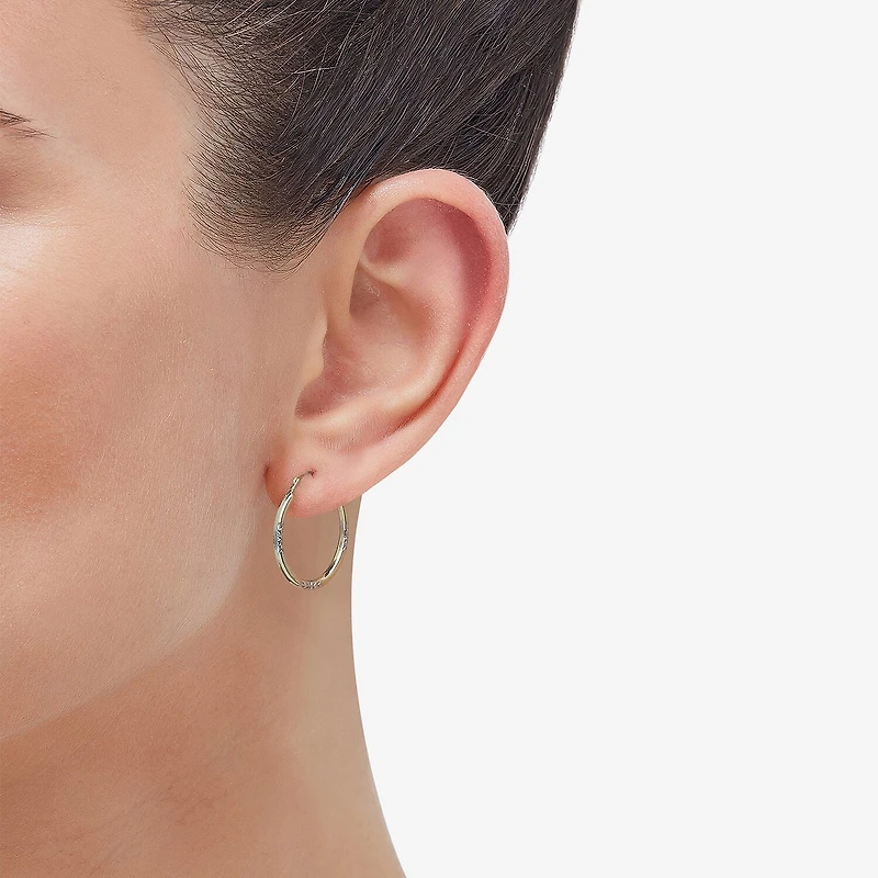 Womens 14K Gold 21.5mm Round Hoop Earrings