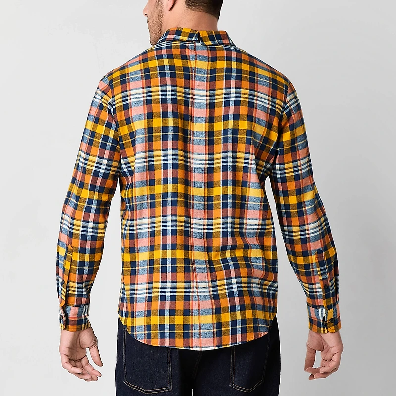 St. John's Bay Mens Easy-on + Easy-off Seated Wear Long Sleeve Adaptive Classic Fit Flannel Shirt