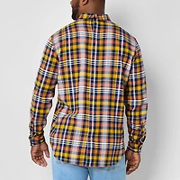 St. John's Bay Mens Easy-on + Easy-off Seated Wear Long Sleeve Adaptive Classic Fit Big and Tall Flannel Shirt