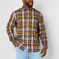 St. John's Bay Mens Easy-on + Easy-off Seated Wear Long Sleeve Adaptive Classic Fit Big and Tall Flannel Shirt