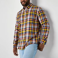 St. John's Bay Mens Easy-on + Easy-off Seated Wear Long Sleeve Adaptive Classic Fit Big and Tall Flannel Shirt