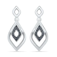 Womens Diamond Accent Natural Black Diamond Sterling Silver Diamond Drop Earrings