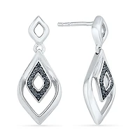 Womens Diamond Accent Natural Black Diamond Sterling Silver Diamond Drop Earrings