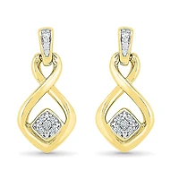 Womens Diamond Accent Natural White Diamond 10K Gold Over Silver Drop Earrings