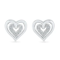 Diamond Accent Natural White Diamond 10K Gold 11.5mm Heart Stud Earrings