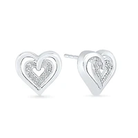 Diamond Accent Natural White Diamond 10K Gold 11.5mm Heart Stud Earrings