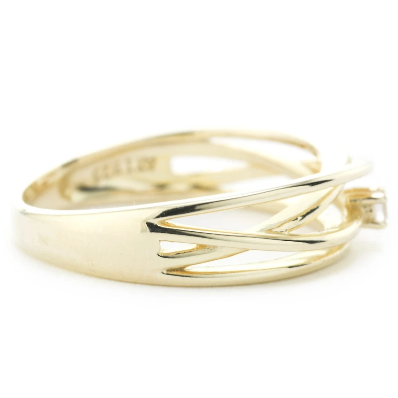 Silver Treasures Womens Cubic Zirconia 24K Gold Over Round Crossover Band