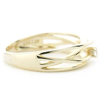 Silver Treasures Womens Cubic Zirconia 24K Gold Over Round Crossover Band