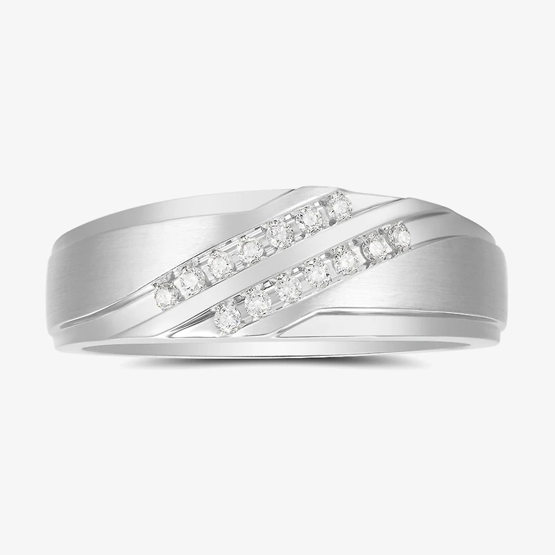 Mens 6MM 1/7 CT. T.W. Natural White Diamond 10K Gold Wedding Band