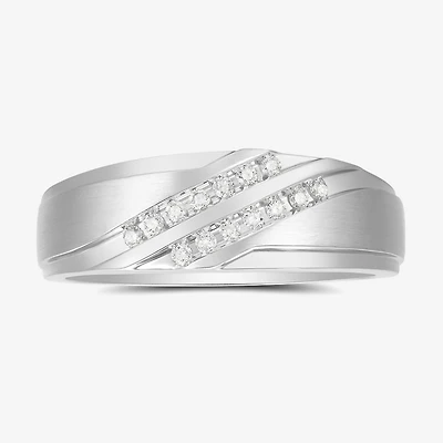 Mens 6MM 1/7 CT. T.W. Natural White Diamond 10K Gold Wedding Band