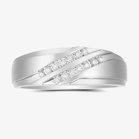 Mens 6MM 1/7 CT. T.W. Natural White Diamond 10K Gold Wedding Band