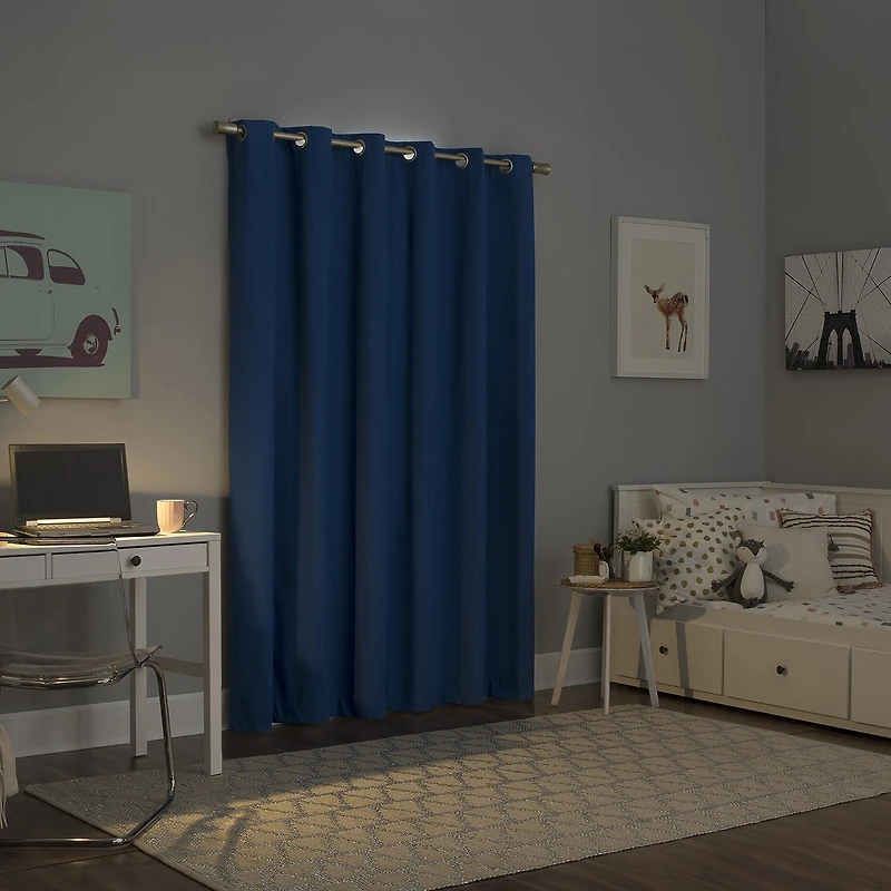 Sun Zero Harper Grommet Top Energy Saving 100% Blackout Single Curtain Panel