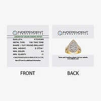 (H-I / I1) Womens 2 CT. T.W. Lab Grown White Diamond 10K Gold Pear Halo Cocktail Ring