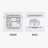 (H-I / I1) Mens 5MM 1 CT. T.W. Lab Grown White Diamond 10K Gold Wedding Band