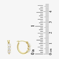 Womens 3 Pair Cubic Zirconia 14K Gold Earring Set