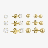 14K Gold & Cubic Zirconia Ball 6-pr. Earring Set