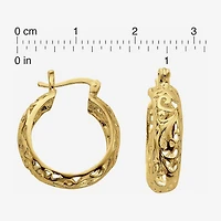 Womens 24K Gold Over Silver 23mm Hoop Earrings