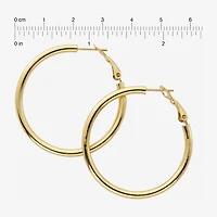 Womens 24K Gold Over Silver 40mm Hoop Earrings