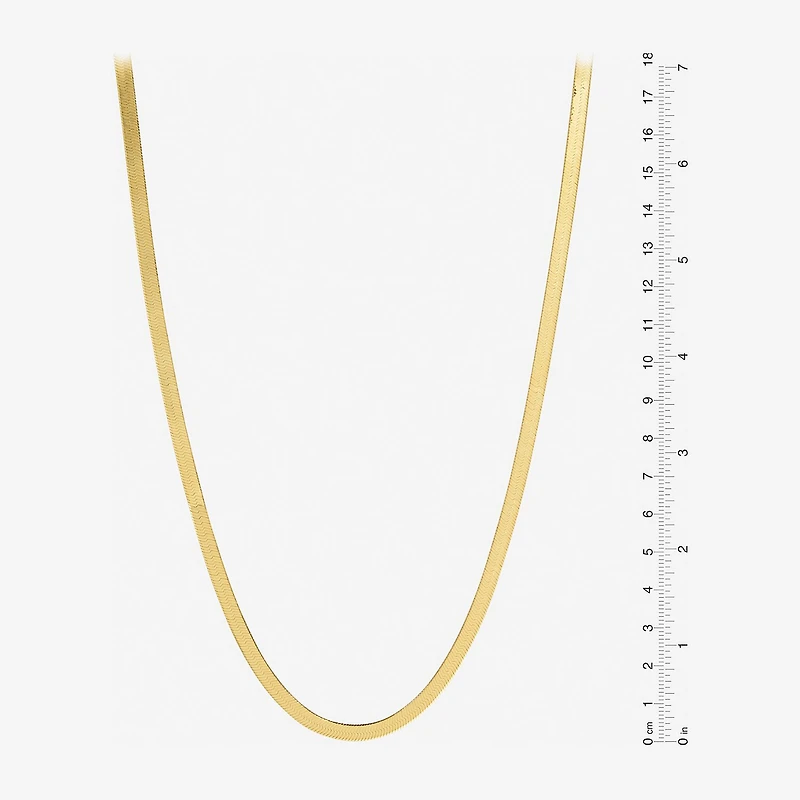 Made in Italy Womens 24K Gold Over Silver Inch Herringbone Chain Necklace
