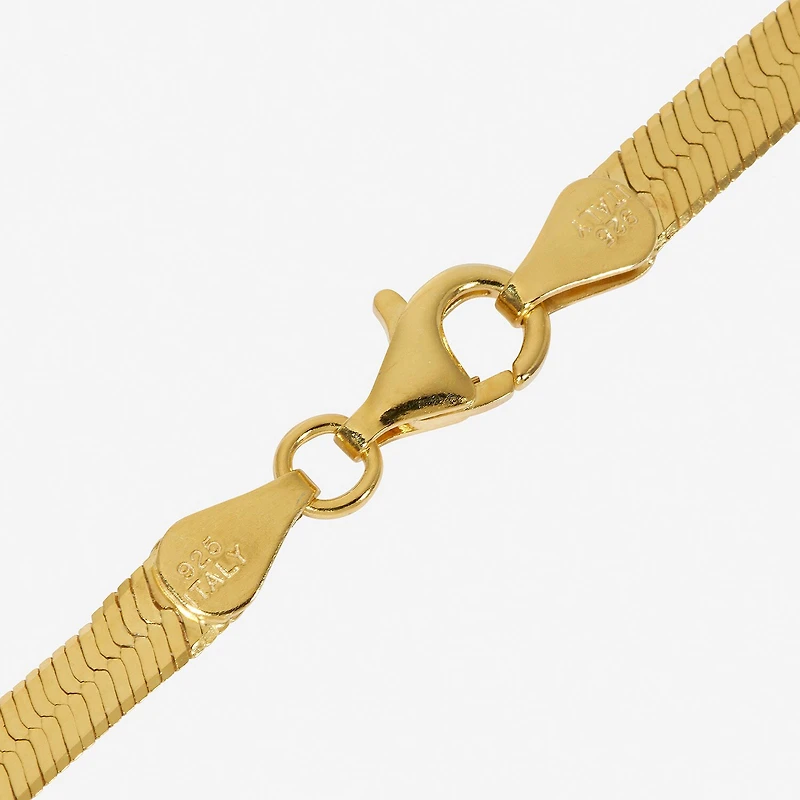 Made in Italy Womens 24K Gold Over Silver Inch Herringbone Chain Necklace