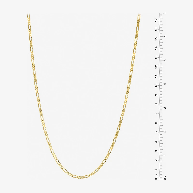 Made in Italy Womens 24K Gold Over Silver Inch Figaro Chain Necklace