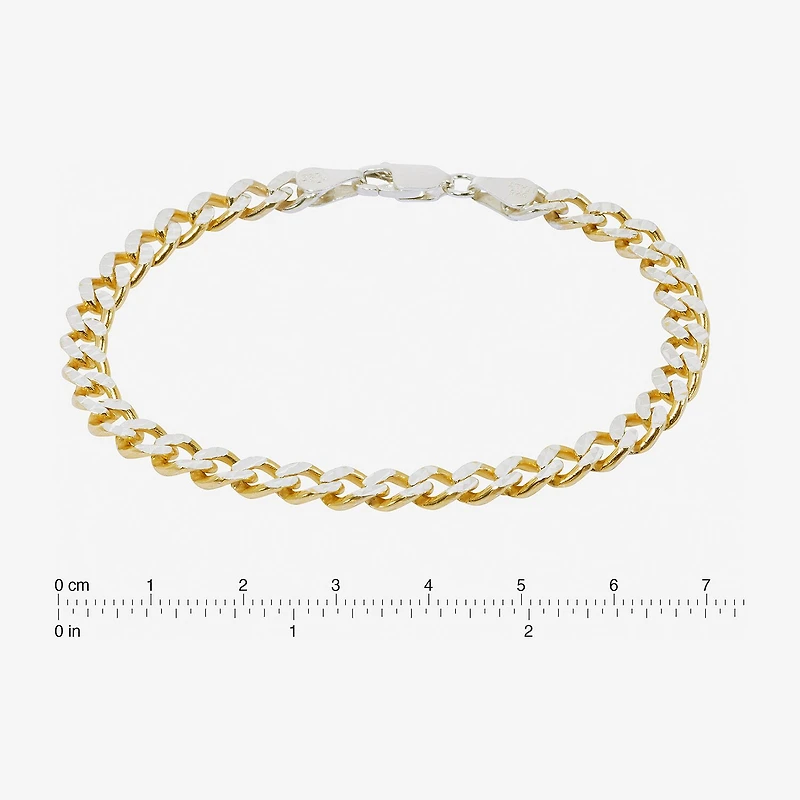 Made in Italy Unisex Adult 24K Gold Over Silver 7.5 Inch Semisolid Curb Chain Bracelet