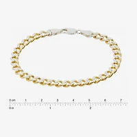 Made in Italy Unisex Adult 24K Gold Over Silver 7.5 Inch Semisolid Curb Chain Bracelet