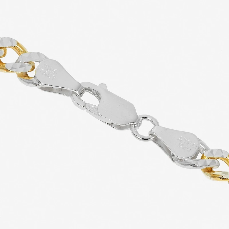 Made in Italy Unisex Adult 24K Gold Over Silver 7.5 Inch Semisolid Curb Chain Bracelet