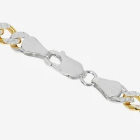 Made in Italy Unisex Adult 24K Gold Over Silver 7.5 Inch Semisolid Curb Chain Bracelet