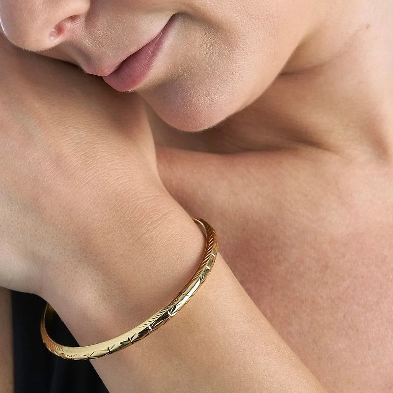 Womens 24K Gold Over Silver Bangle Bracelet