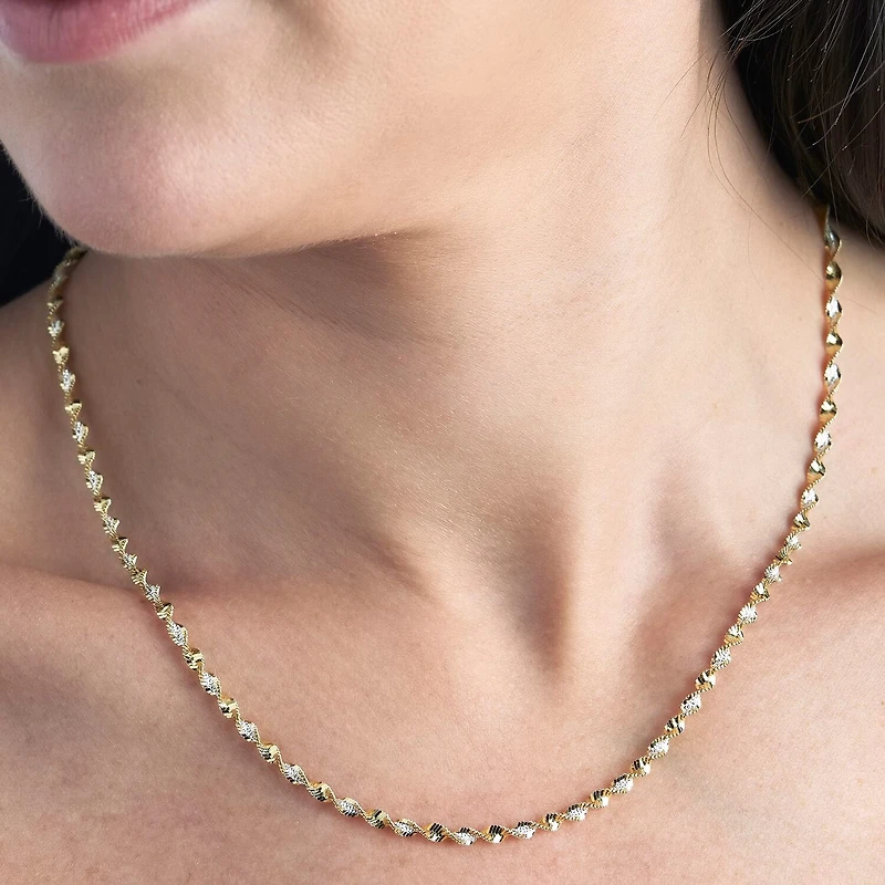 Made in Italy Womens 24K Gold Over Silver Sterling Silver Inch Singapore Chain Necklace