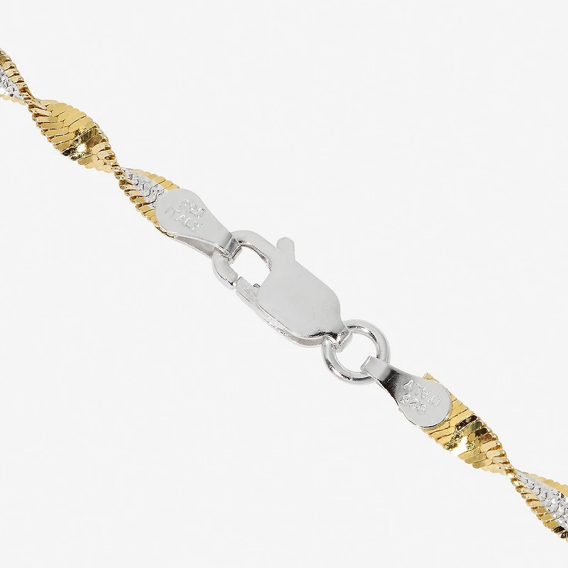 Made in Italy Womens 24K Gold Over Silver Sterling Silver Inch Singapore Chain Necklace