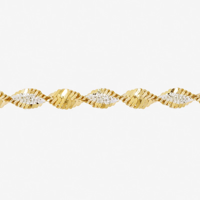 Made in Italy Womens 24K Gold Over Silver Sterling Silver Inch Singapore Chain Necklace
