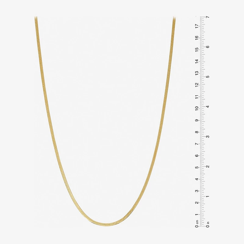 Made in Italy Womens 24K Gold Over Silver Inch Herringbone Chain Necklace