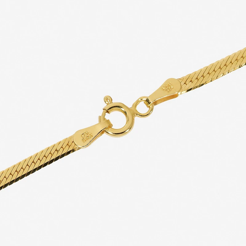Made in Italy Womens 24K Gold Over Silver Inch Herringbone Chain Necklace