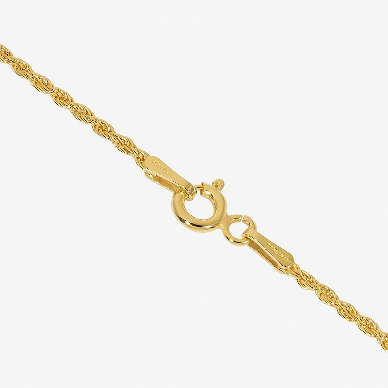 Made Italy 24K Gold Over Silver Sterling 16 Inch Solid Rope Chain Necklace