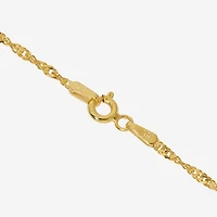 Made Italy Womens 24K Gold Over Silver Sterling 24 Inch Singapore Chain Necklace