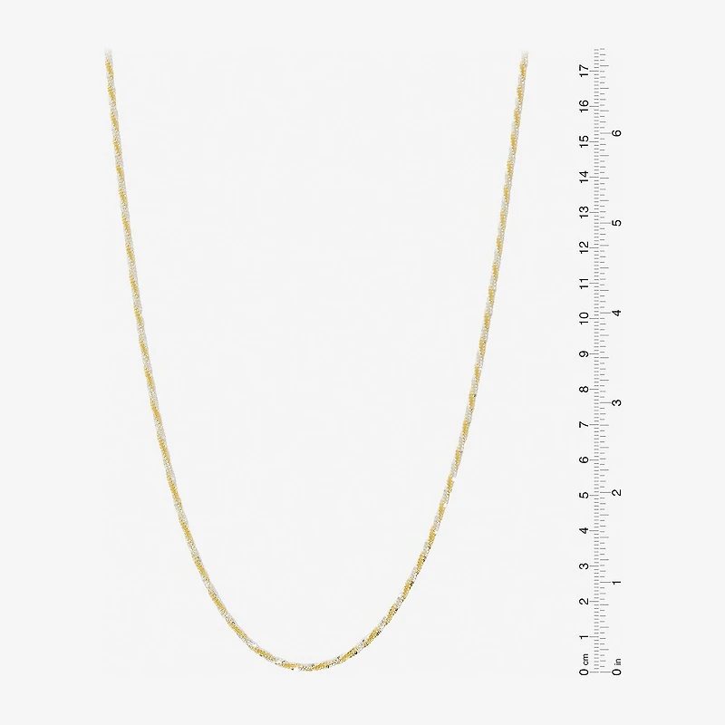 Made in Italy Womens 24K Gold Over Silver Inch Singapore Chain Necklace