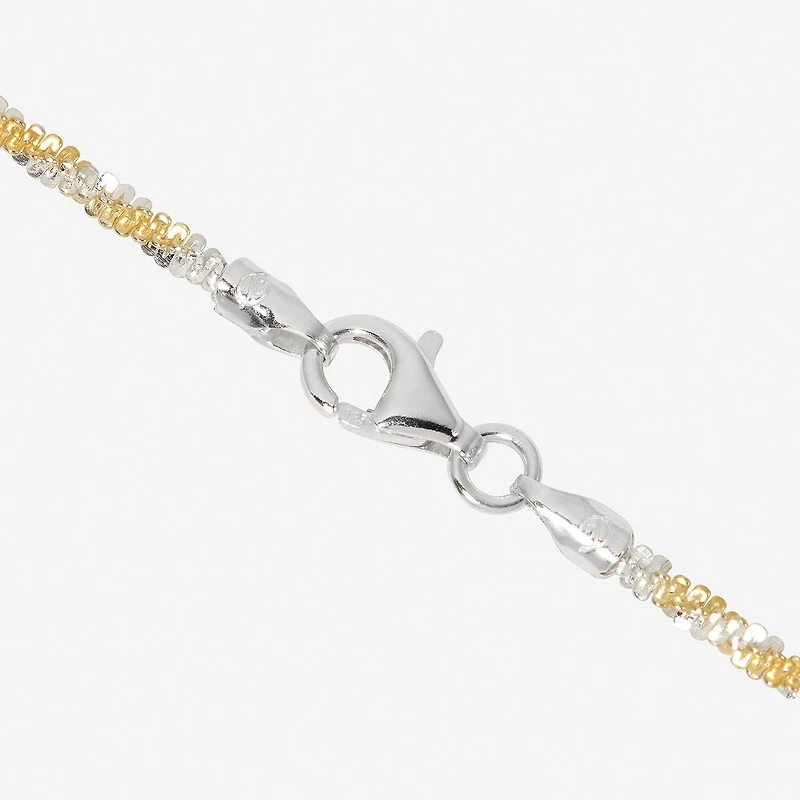 Made in Italy Womens 24K Gold Over Silver Inch Singapore Chain Necklace