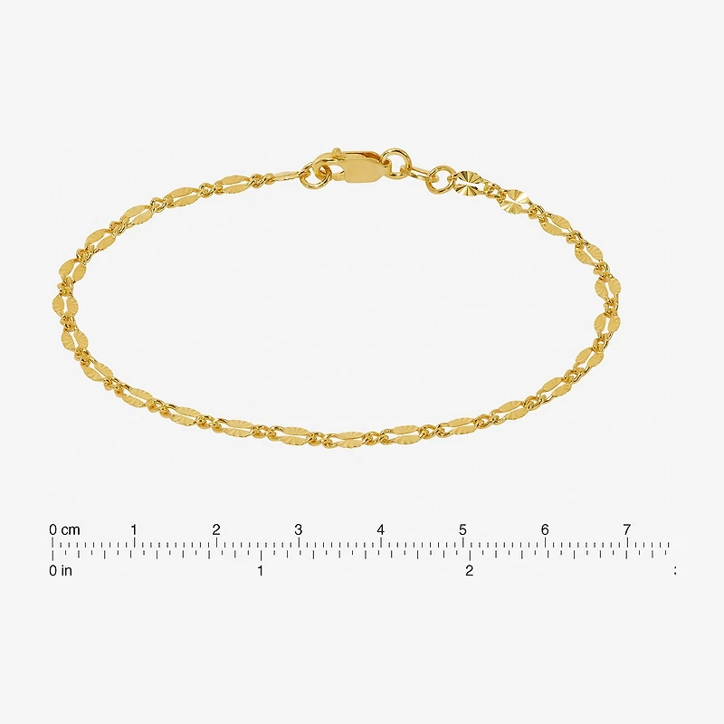 Made in Italy Womens 24K Gold Over Silver Sterling Silver Solid 7.5 Inch Link Bracelet